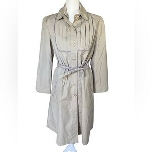 Vintage IZZI Small Pleat Tan and Purple Trench Coat - Size 11